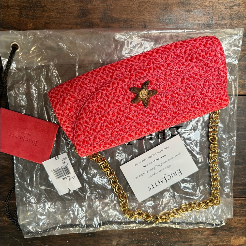 Eric Javits clutch vital with gold chain.  Used once.  Excellent condition.